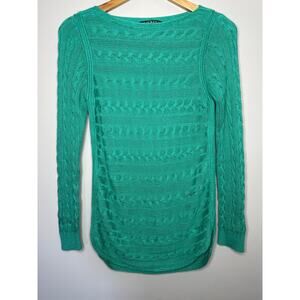 Lauren Ralph Lauren Cable Knit Sweater Side Split Teal Size S